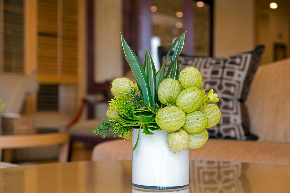 Luxury hotel floral arrangement detail for boutique accommodation marketing photography Johannesburg